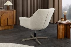 Drehbarer Design Sessel PAPILLON beige Bouclé Tweed soft 360° Metall höhenverstellbar
