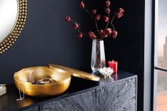 Handgefertigte Schale ORIENT 40cm gold Metall rund mit Deckel Schmuck-Dose