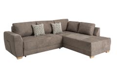Modernes Ecksofa NORWAY 250cm taupe Microfaser Schlafsofa mit Bettkasten Federkern