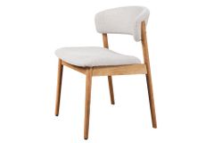 Design Stuhl VALHALLA WOOD natur Eiche Massivholz creme Strukturstoff