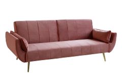 Retro Schlafsofa DIVANI 220cm altrosa Samt goldene Metallfüße 3-Sitzer mit Bettfunktion