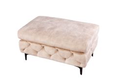 Chesterfield Sitzhocker MODERN BAROCK 90cm champagner Samt Fußhocker
