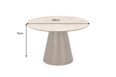 Runder Esstisch UNIQUE 120cm braun natur Walnussholz Travertin Keramik Säulenfuß