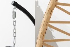 In- und Outdoor Hängesessel IBIZA natur beige Rattan mit Gestell wetterfest inkl. Kissen