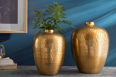 Elegantes Vasen 2er Set ORIENTAL 32cm gold im Rice Hammerschlag Design
