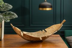 Design Deko Schale GOLD LEAF 65cm gold Blatt Design Metall Handarbeit