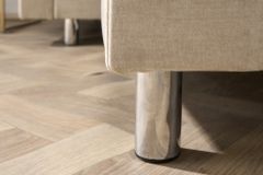 XXL Wohnlandschaft KENT 305cm champagner beige Vogue Velours Samt Federkern mit Hocker