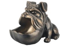 Deko-Figur BULLDOG 30cm bronze mit Ablagefach handmade
