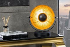 Industrial Design Tischlampe STUDIO 40cm schwarz Blattgold-Optik neigbarer Schirm