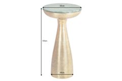 Handgearbeiteter Beistelltisch ELEMENTS 55cm gold grün Marmor rund