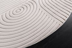 Runder 3D strukturierter Kurzflor Teppich ART DECO 230cm beige creme Hoch-Tief-Effekt