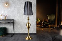 Barock Stehlampe LUCIE 160cm schwarz gold gebürstet Stehleuchte