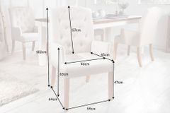 Eleganter Armlehnen Stuhl CASTLE beige mit Chesterfield Steppung im Landhausstil