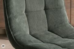 Freischwinger Stuhl MIAMI grün Cord matt schwarz Metallgestell