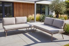 Outdoor Lounge Sitzgruppe MOBILE MODULAR greige mit Tisch wetterfest