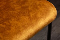 Moderner Freischwinger Stuhl COMFORT senfgelb Samt mit Komfortgriff