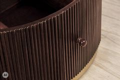 Runder Couchtisch COFFEE TABLE GATSBY 70cm braun weiß Mangoholz Marmor Schublade