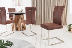 Freischwinger Stuhl SAMSON dark coffee Edelstahlrahmen mit Komfortgriff