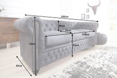 Design 3er Sofa CHESTERFIELD 200cm antik grau Federkern 3-Sitzer Loungesofa