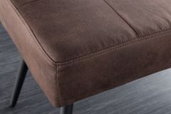 Design Sitzbank BOUTIQUE 100cm antik braun Microfaser schwarze Metallbeine Polsterbank