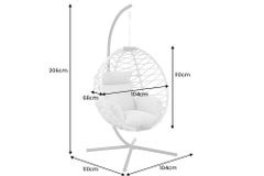 In- und Outdoor Hängesessel IBIZA anthrazit Rattan mit Gestell wetterfest inkl. Kissen