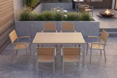 Moderner Gartentisch DESIGNO 150cm natur greige Aluminium wetterfest Outdoor