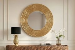 Eleganter Wandspiegel CIRCLE 100cm gold rund mit verziertem Rahmen