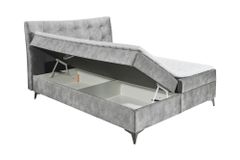 Design Boxbett DECADENCIA 180x200cm silbergrau Samt mit Stauraum Matratze Topper