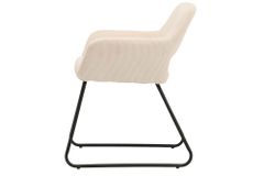 Design Stuhl MUSTANG beige Cord mit Armlehne schwarz Metallgestell