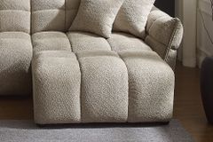 Moderner Hocker CLOUD 100cm champagner greige Bouclé Federkern Fußhocker Sitzhocker