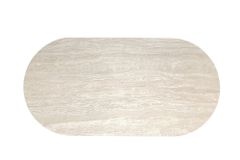Ovaler Esstisch UNIQUE 200cm beige natur Travertin Eiche mit Säulenfuß