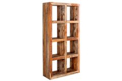 Massives Regal MAKASSAR 180cm Sheesham Holz smoke finish 8 Fächer handmade