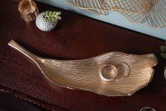 Handgefertigte Deko Schale ABSTRACT LEAF 65cm gold Aluminium
