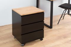 Moderner Rollcontainer BIG DEAL 46cm edelmatt schwarz Eiche