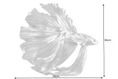 Design Deko Figur Kampffisch CROWNTAIL 35cm silber Betta Fisch Skulptur