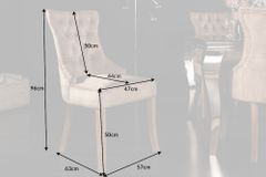 Eleganter Stuhl CASTLE cappuccino Samt Landhausstil mit Komfortgriff