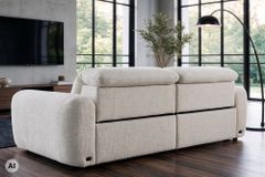 3er Sofa MILANO 220cm beige Bouclé Tweed Soft elektrisch verstellbare Fuß und Kopfstütze