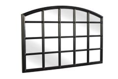 Moderner Wandspiegel PARIS 120cm schwarz Fensterspiegel Rundbogen-Design