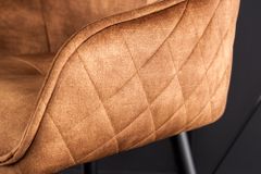 Design Barhocker EUPHORIA rost braun Samt schwarze Metallbeine Barstuhl mit Lehne