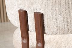 Design Stuhl BELLANO creme beige Chenille Cremona Metallgestell Walnuss