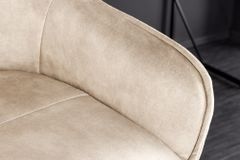 Design Barhocker EUPHORIA champagner greige Samt schwarze Metallbeine Barstuhl mit Lehne