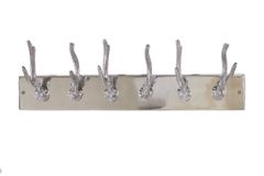 Dekorative Wandgarderobe DEER 50cm silber Aluminium poliert Hirschgeweih Kleiderhaken