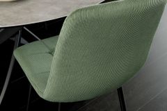 Moderner Design Stuhl TRES CHIC grün Cord schwarze Metallbeine Esszimmer