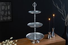 Elegante Etagere ORIENT 65cm silber im Wild Hammerschlag Design mit drei Etagen