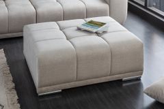 Extravaganter Hocker ELEGANCIA 110cm champagner beige Vogue Velours Samt Ziersteppung