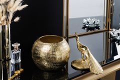Dekorative Dose WILDLIFE BIRD 30cm gold antik rund Metall