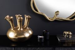Handgefertigte Vase KIYA 35cm gold mit sieben Öffnungen Blumenvase