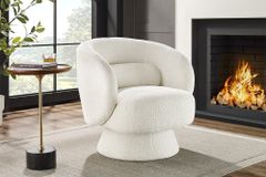 Drehbarer Design Sessel BOSSA NOVA beige Bouclé
