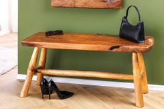 Massive Bank ROOT 100cm braun natur Teakholz Baumstamm Holzstrebe