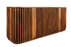Massives Sideboard SCULPTURA 170cm braun Mangoholz mit abgerundeter Lamellenfront
